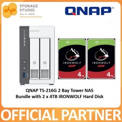 QNAP TS-216G Bundle With 2 x 4TB SEAGATE IronWolf Hard Disk. Singapore Warranty 2 Years